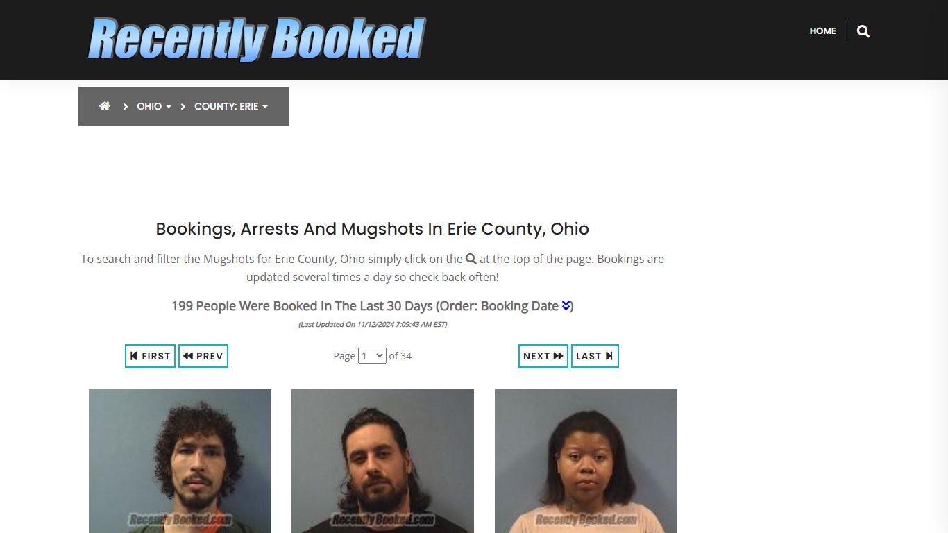 Bookings, Arrests and Mugshots in Erie County, Ohio - Recently Booked