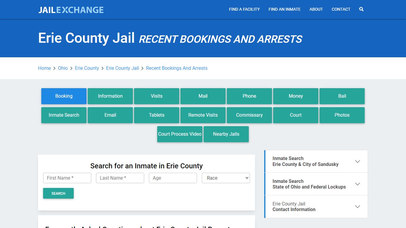 Erie County Jail OH Recent Arrests and Bookings - Jail Exchange