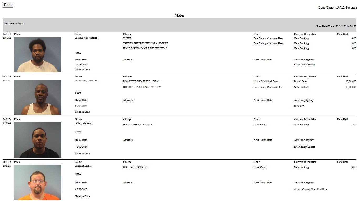 New Inmate Roster